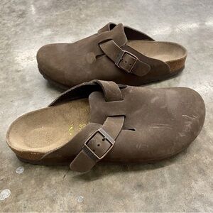 Birkenstock Boston Clogs Suede Brown EU 39 (L8/M6) Outdoors Beach Minimalist